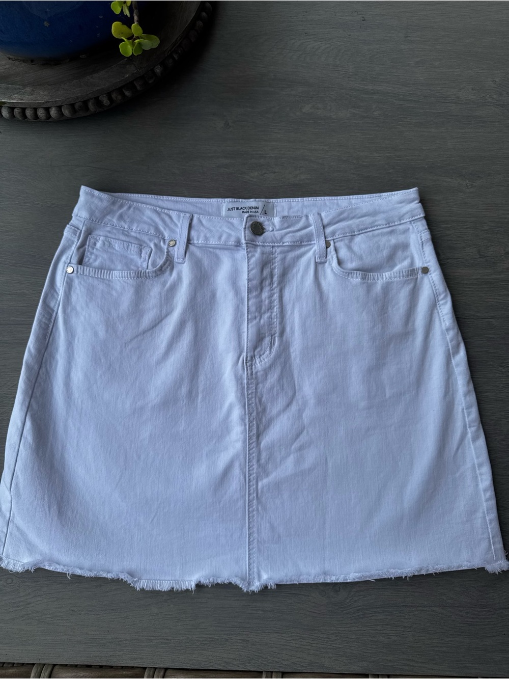 Just Black White Denim Mini Skirt